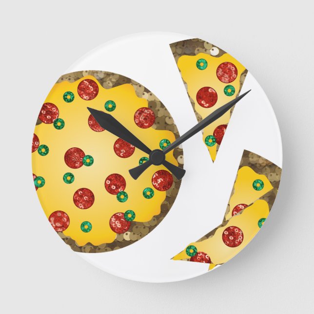 sequin pizza round clock (Front)