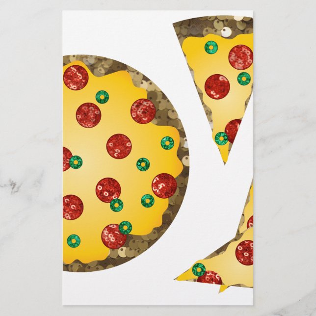 sequin pizza stationery (Front)