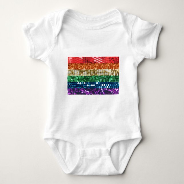 sequin pride flag baby bodysuit (Front)
