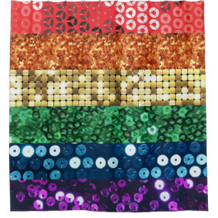 sequin pride flag bathroom shower curtain