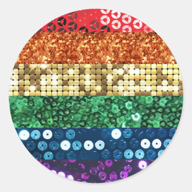 sequin pride flag classic round sticker (Front)