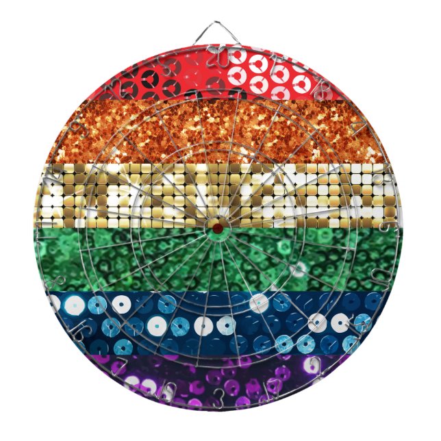 sequin pride flag dartboard (Front)