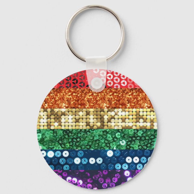 sequin pride flag key ring (Front)
