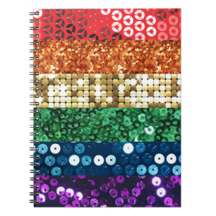 sequin pride flag notebook