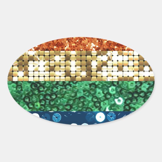 sequin pride flag oval sticker (Front)