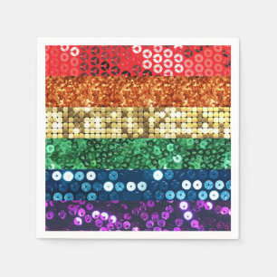 sequin pride flag paper napkins