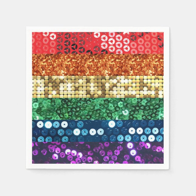 sequin pride flag paper napkins (Front)