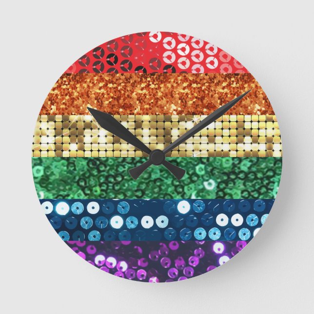 sequin pride flag round clock (Front)