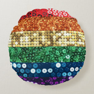 sequin pride flag round pillow