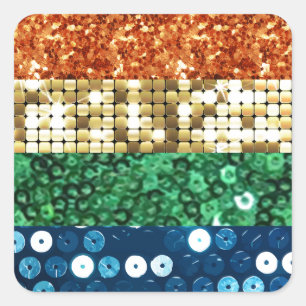 sequin pride flag square sticker