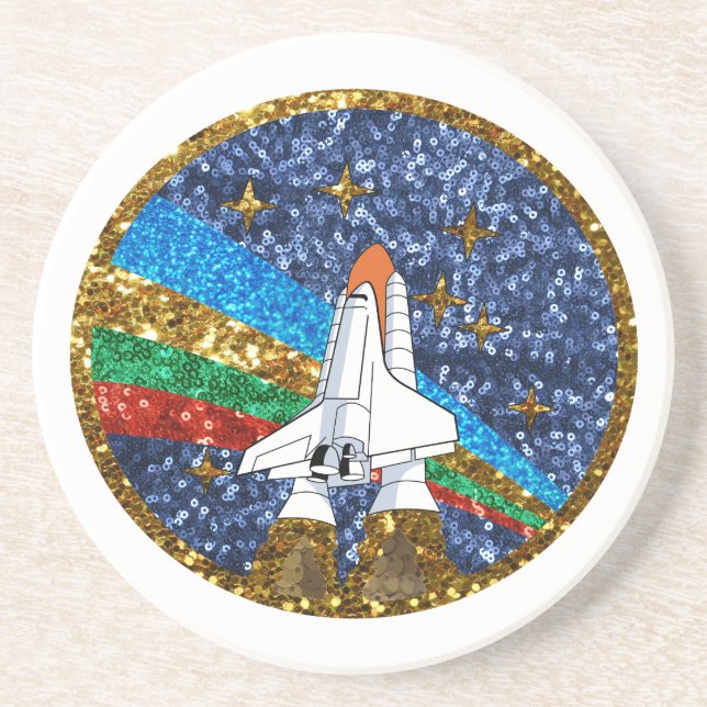 sequin space ship coaster (Front)
