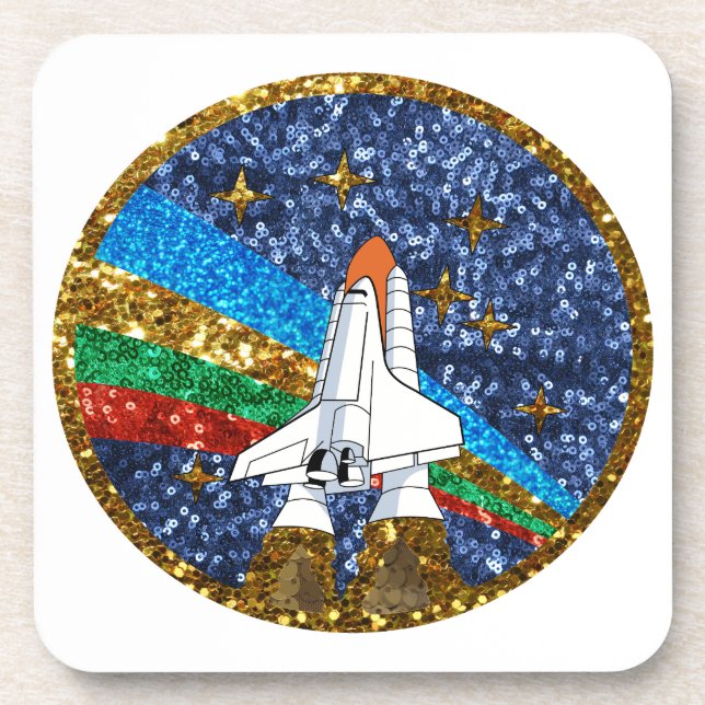 sequin space ship coaster (Front)