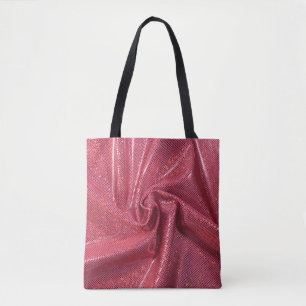 Sequin sparkle glitter coral pink tote bag