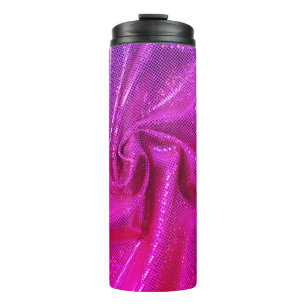 Sequin sparkle glitter look pink fuschia thermal tumbler