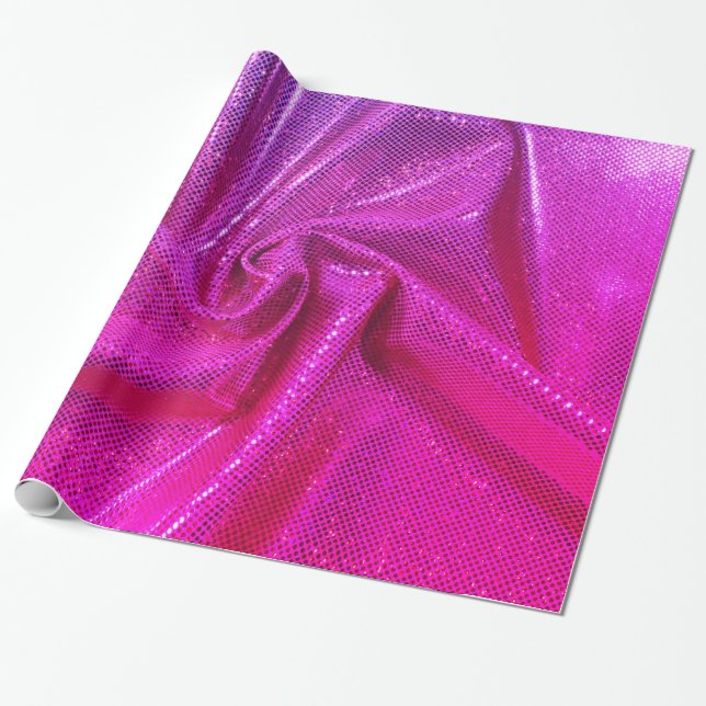Sequin sparkle glitter look pink magenta wrapping paper (Unrolled)