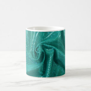 Sequin sparkle glitter teal green coffee mug