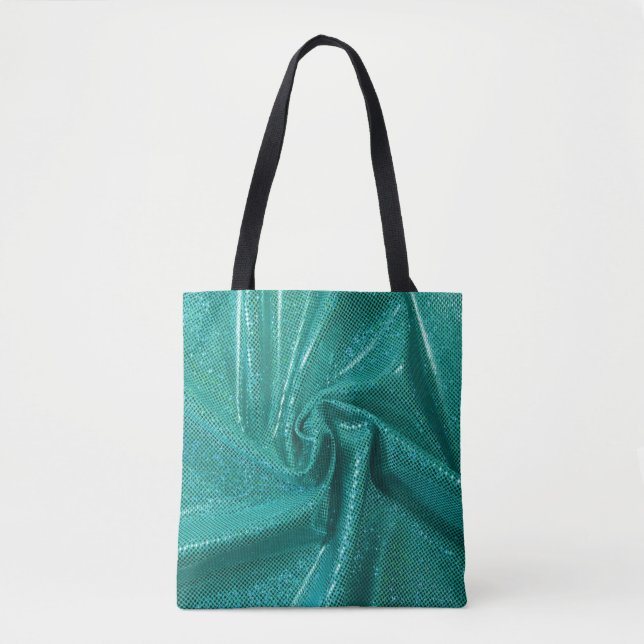 Sequin sparkle glitter teal tote bag (Front)