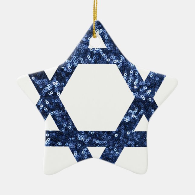 sequin star of david ceramic tree decoration (Front)