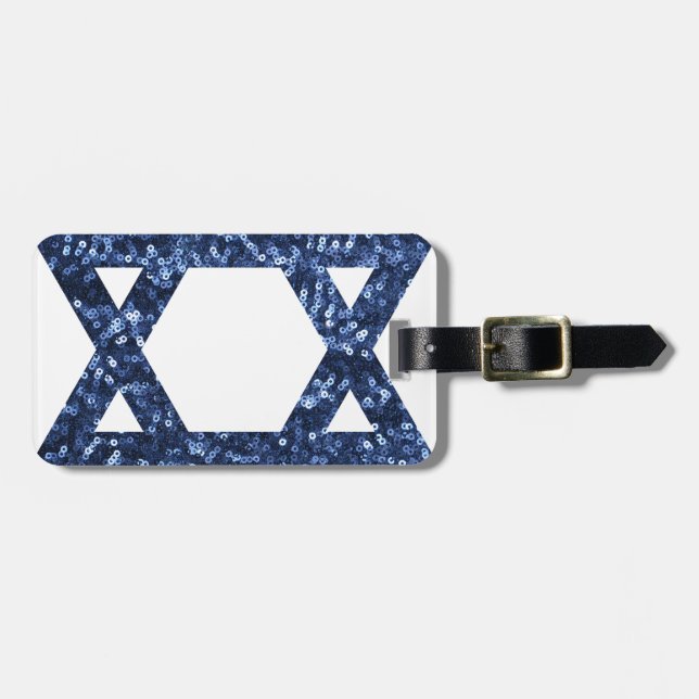 sequin star of david luggage tag (Front Horizontal)