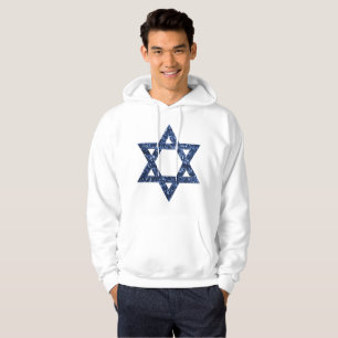 sequin star of david mens hooded hoodie sweatshirt