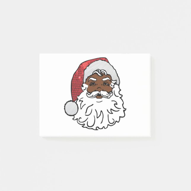 sequined black santa claus post-it notes (Front)