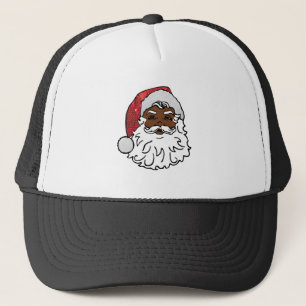 sequined black santa claus trucker hat