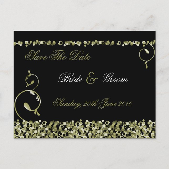 Sequinned Save The Date Postcard :: Gold (Front)