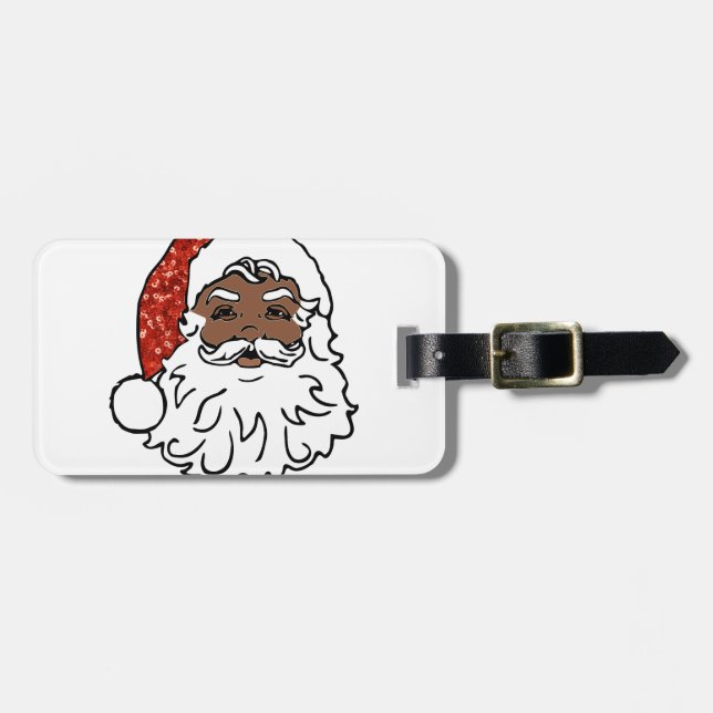 sequins black santa claus luggage tag (Front Horizontal)