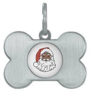 sequins black santa claus pet name tag
