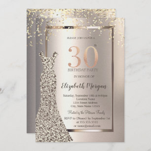 Sequins Dress Confetti Ivory 30th Birthday Invitation