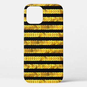 Sequins pattern, beads, rhinestones, 3D fashion. iPhone 12 Case