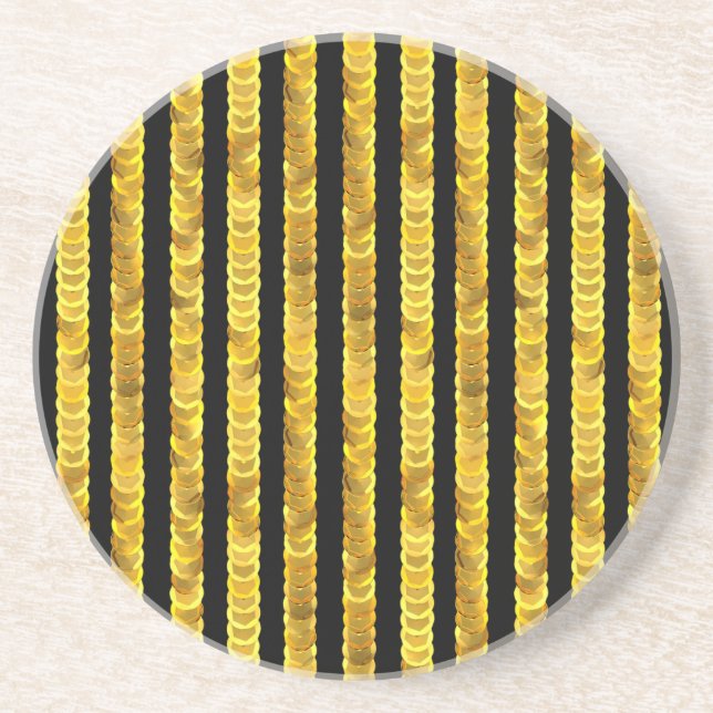 Sequins pattern, beads, rhinestones, 3D fashion. Coaster (Front)