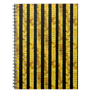 Sequins pattern, beads, rhinestones, 3D fashion. Notebook
