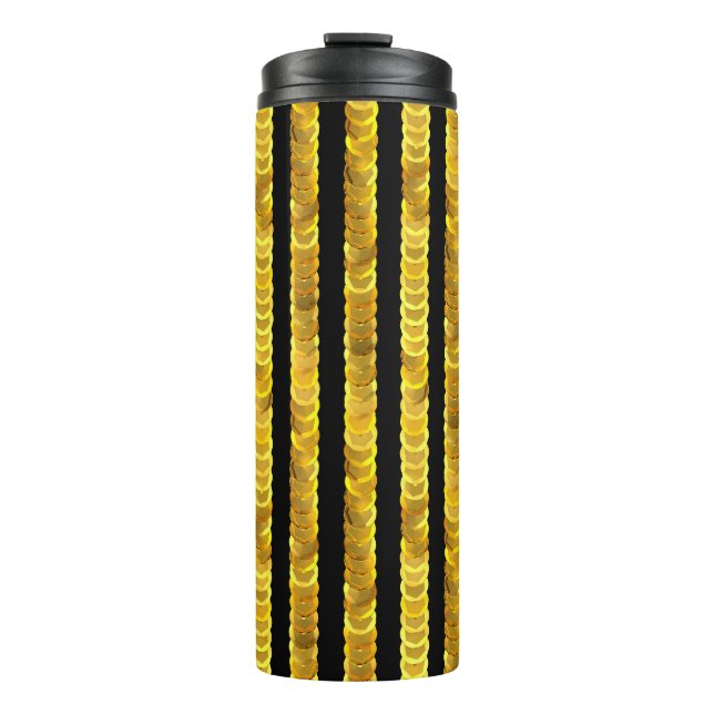 Sequins pattern, beads, rhinestones, 3D fashion. Thermal Tumbler (Front)