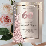 Sequins Rose Gold Dress Ivory 60th Birthday Invitation<br><div class="desc">Rose gold sequins dress and confetti on ivory background.</div>
