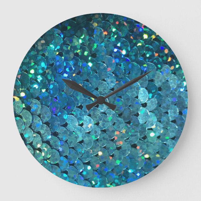 Sequins Sparkle: Macro Abstract Background Large Clock (Front)