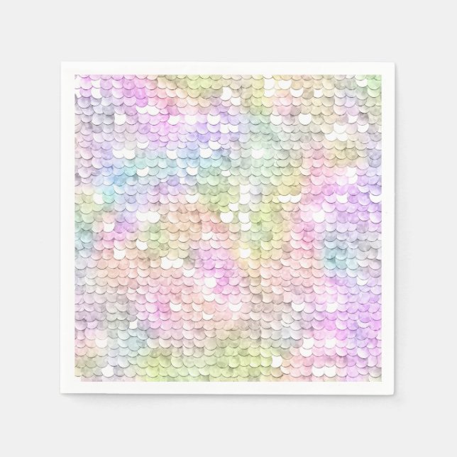 Sequins Sparkling Rainbow Birthday  Napkin (Front)