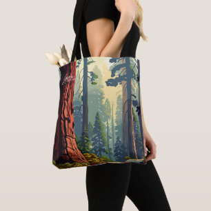 Sequoia California USA Vintage Art Illustration Tote Bag