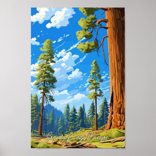 Sequoia Kings Canyon Travel Illustration Poster