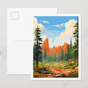 Sequoia Kings Canyon vintage travel illustration Postcard