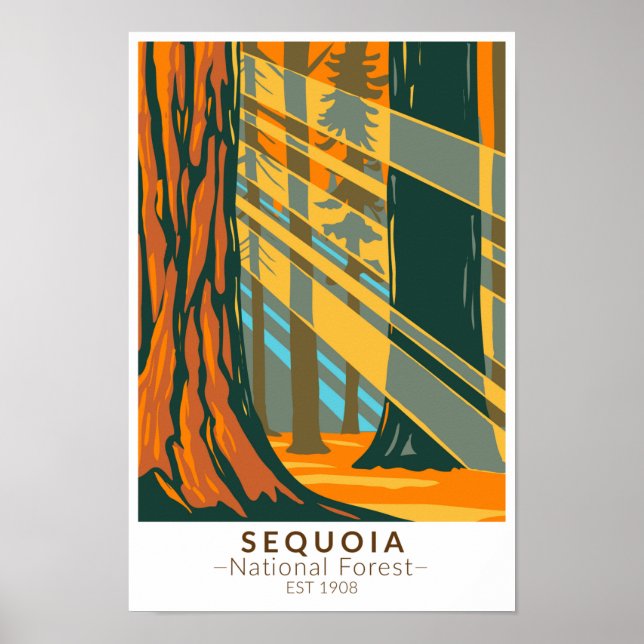 Sequoia National Forest California Vintage Poster (Front)