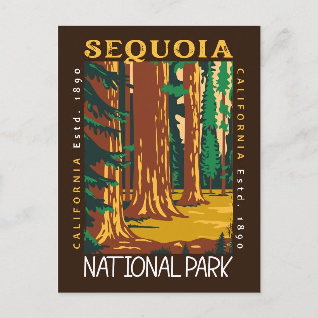 Sequoia National Park California Retro Distressed Postcard (Front)