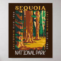 Sequoia National Park California Retro Distressed