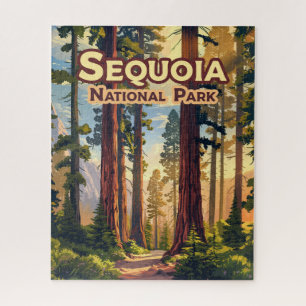 Sequoia National Park California Tree Retro Jigsaw Puzzle