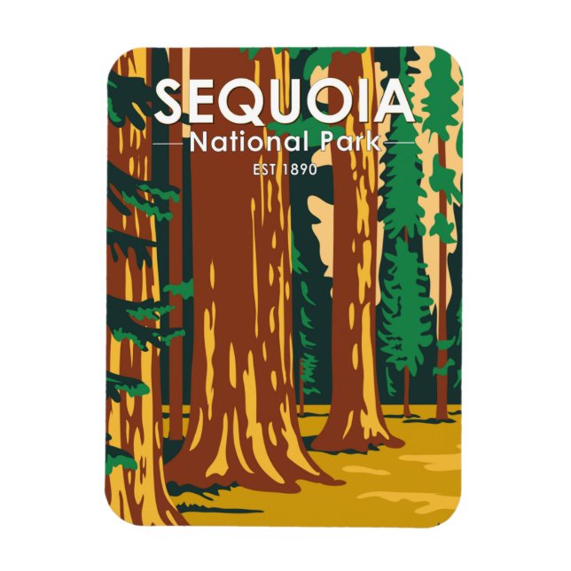 Sequoia National Park Giant Sequoia Trees Vintage  Magnet (Vertical)