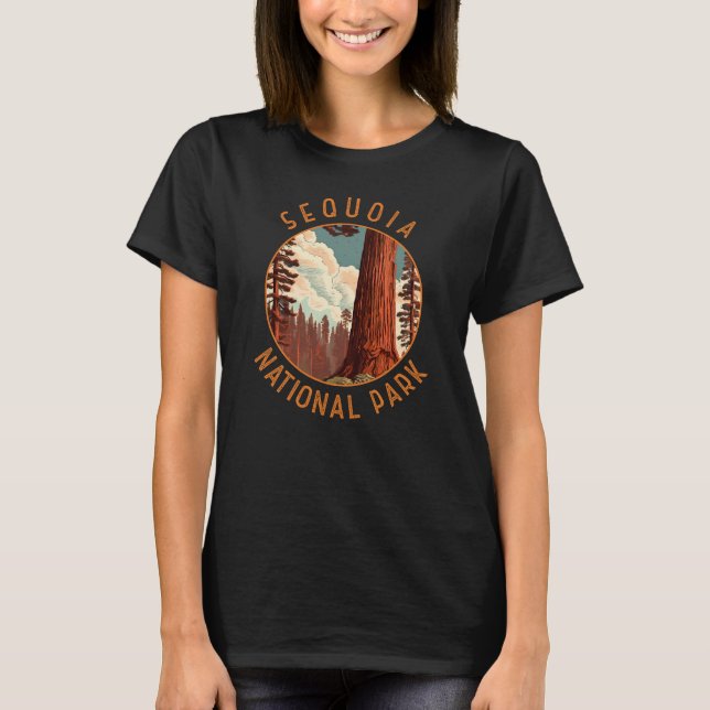 Sequoia National Park Illustration Distressed T-Shirt (Front)