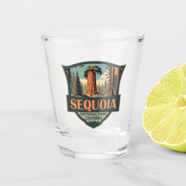 Sequoia National Park Illustration Retro Shot Glass (Front)