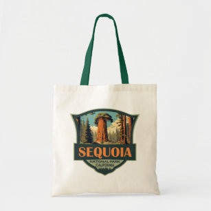 Sequoia National Park Illustration Retro Tote Bag
