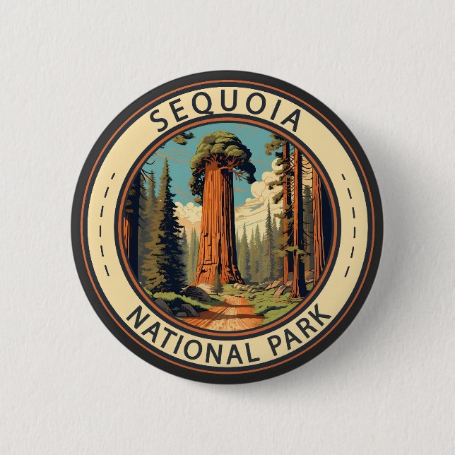 Sequoia National Park Illustration Travel Art 6 Cm Round Badge (Front)