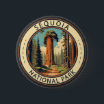 Sequoia National Park Illustration Travel Art 6 Cm Round Badge<br><div class="desc">Sequoia vector artwork design. The park contains the highest point in the contiguous United States,  Mount Whitney,  and is south of Kings Canyon National Park.</div>
